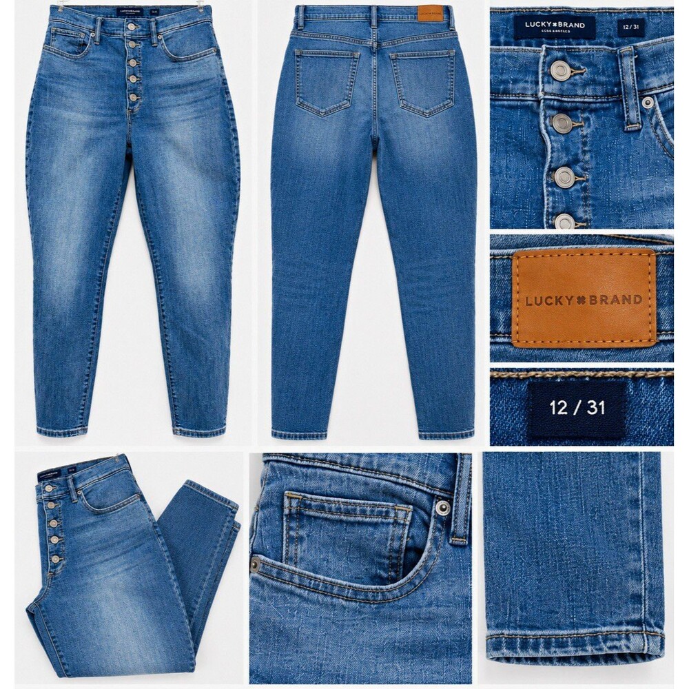 Lucky Brand Bridgette High Rise Skinny Jeans Blue Medium Wash Denim Size 12